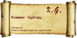 Kommer György névjegykártya