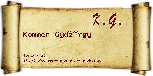 Kommer György névjegykártya